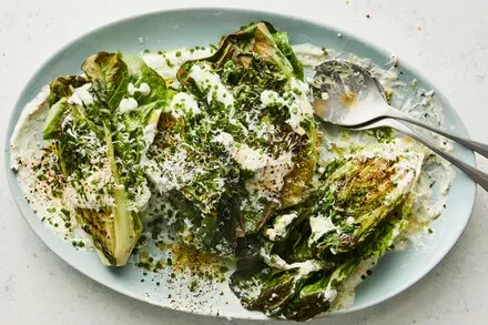 Grilled Little Gems with Creamy Tarragon Dressing