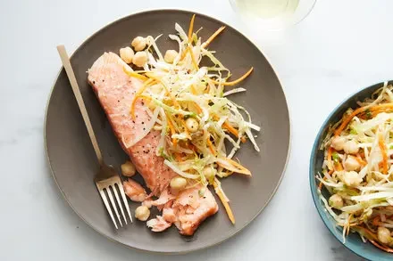 Roasted Salmon With Toasted Sesame Slaw
