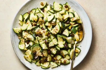 Zucchini Salad With Sizzled Pistachios