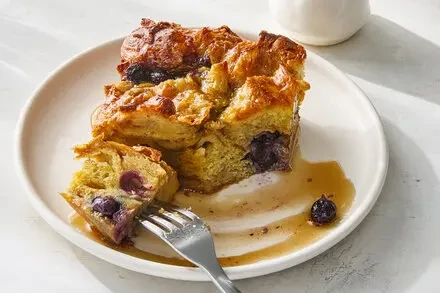 Baked Croissant French Toast With Blueberries