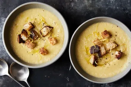 Creamy Cauliflower Soup with Rosemary-Infused Olive Oil